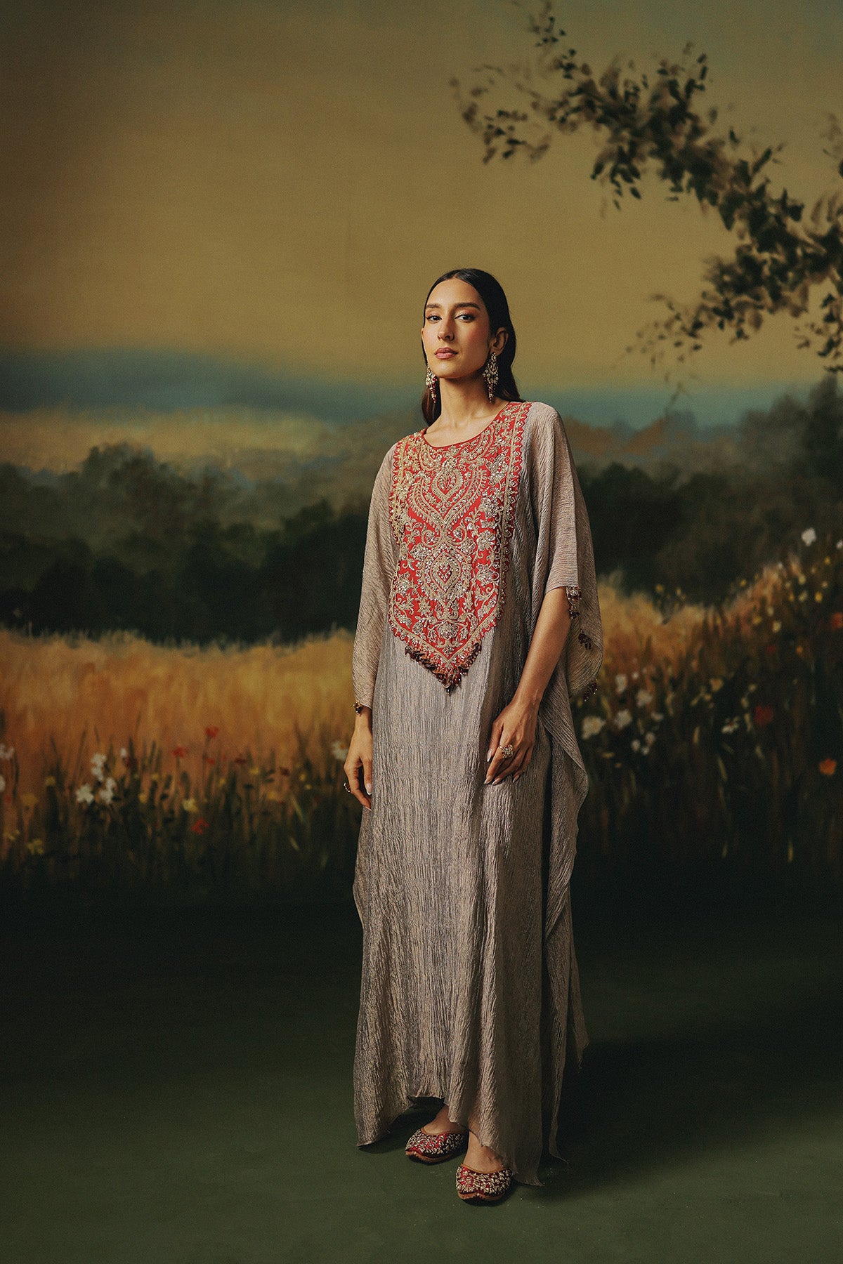 Riwaaz Maroon Kaftan Set