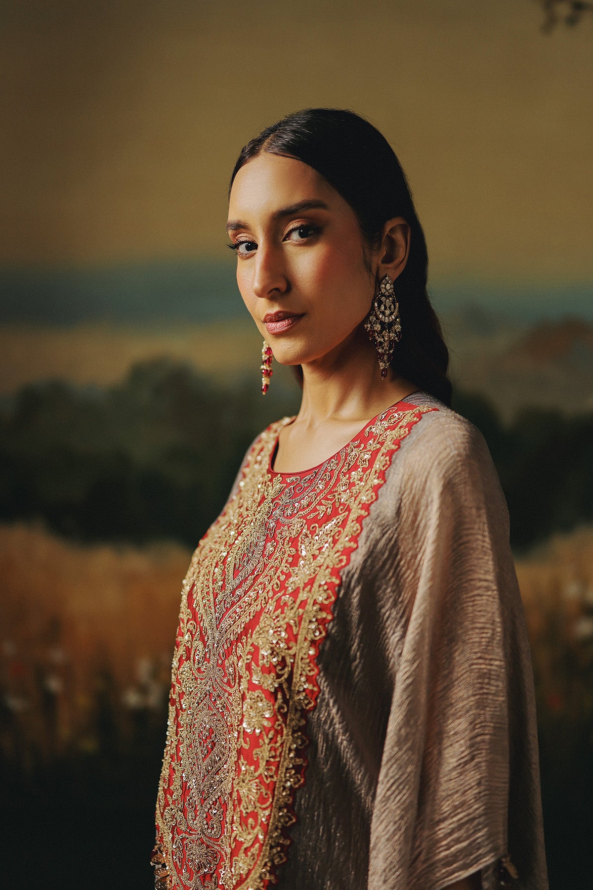 Riwaaz Maroon Kaftan Set