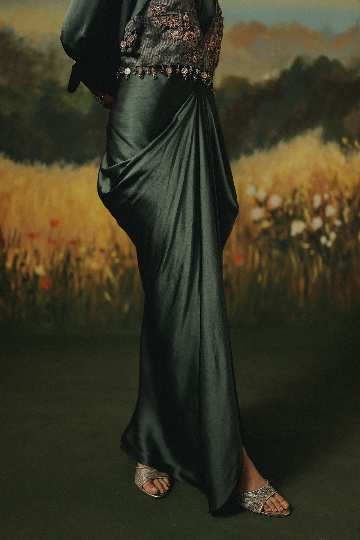 Seher Green Jacket Saree