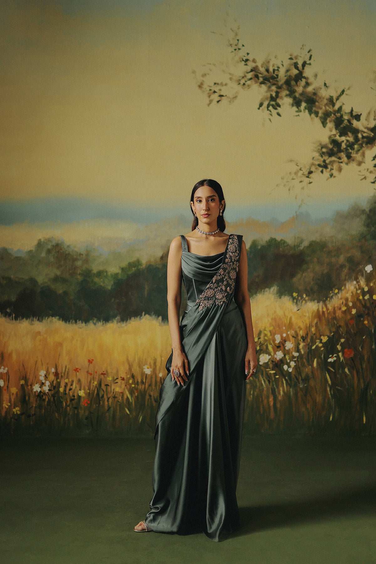 Tarang Olive Corset Saree