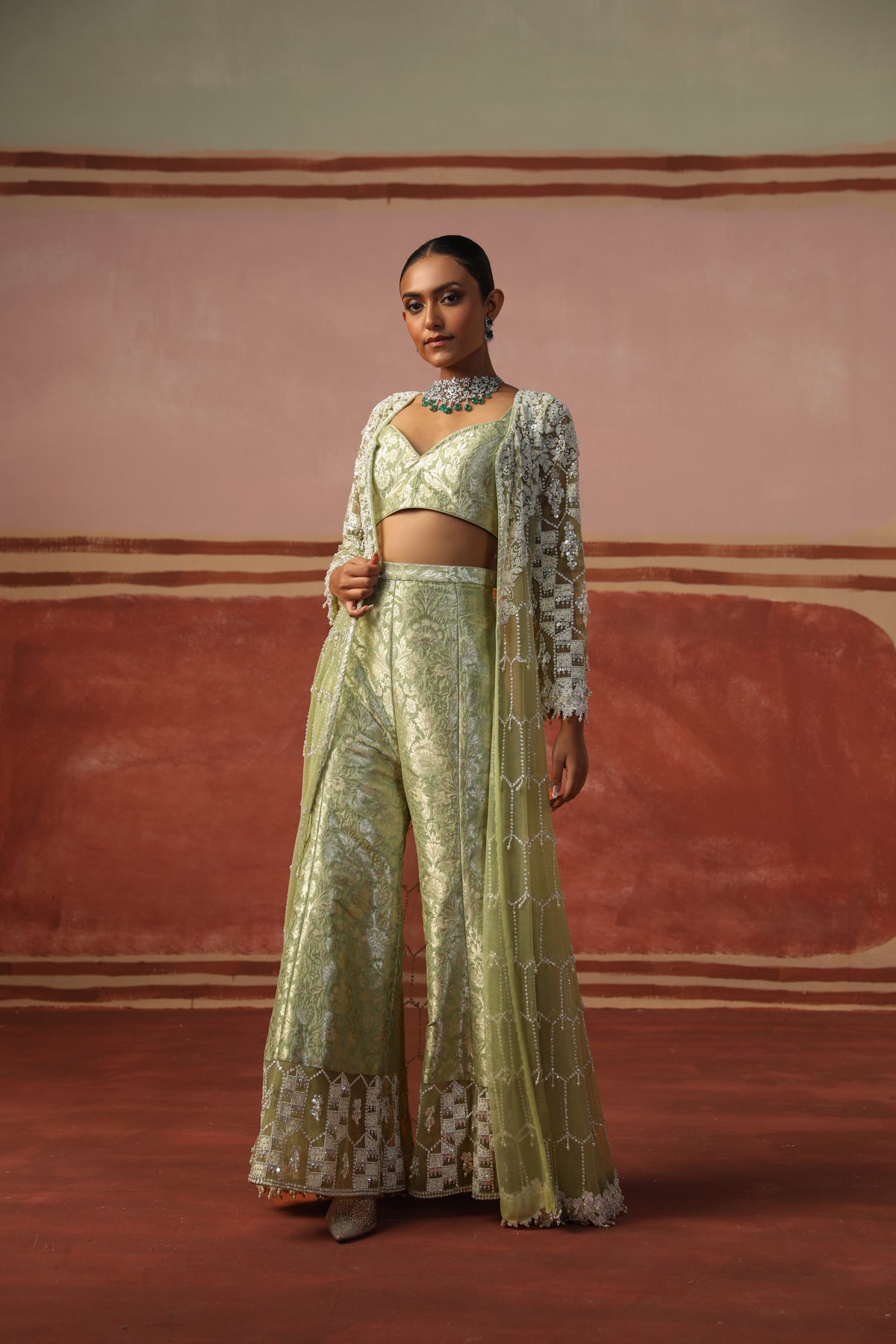 Kudrat Sharara Jacket Set