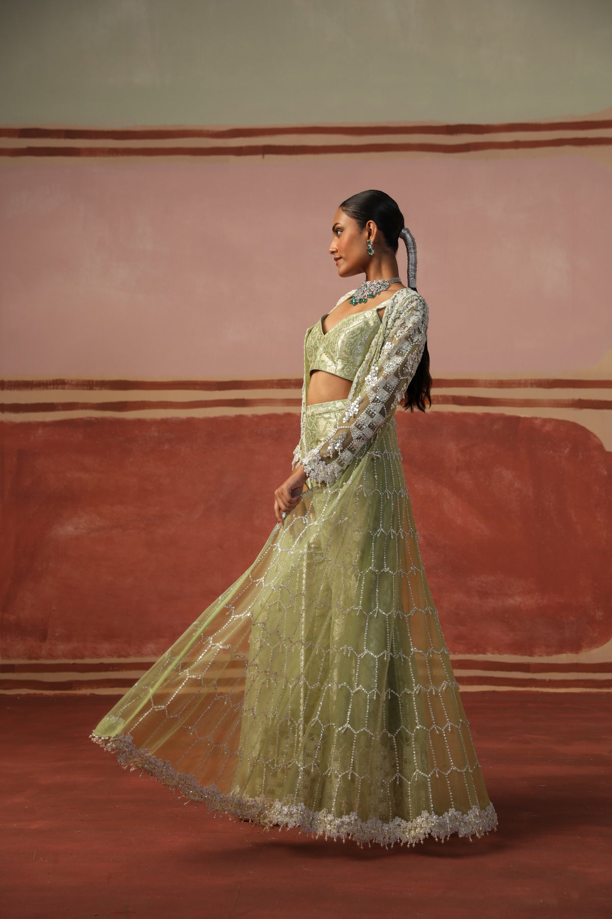 Kudrat Sharara Jacket Set