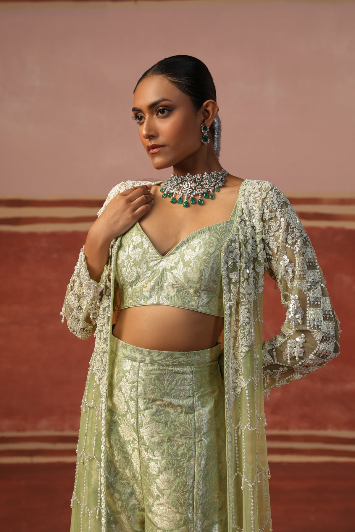 Kudrat Sharara Jacket Set