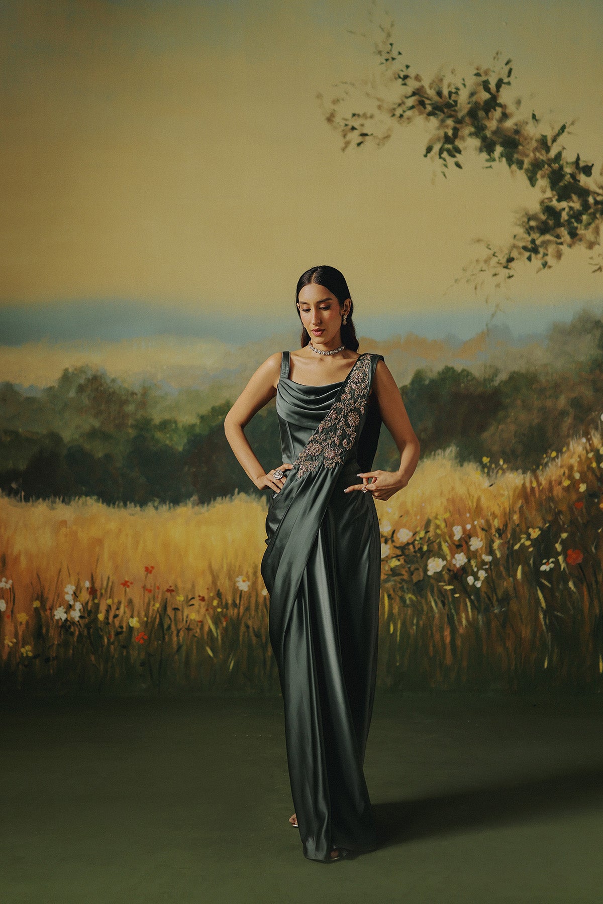 Tarang Olive Corset Saree