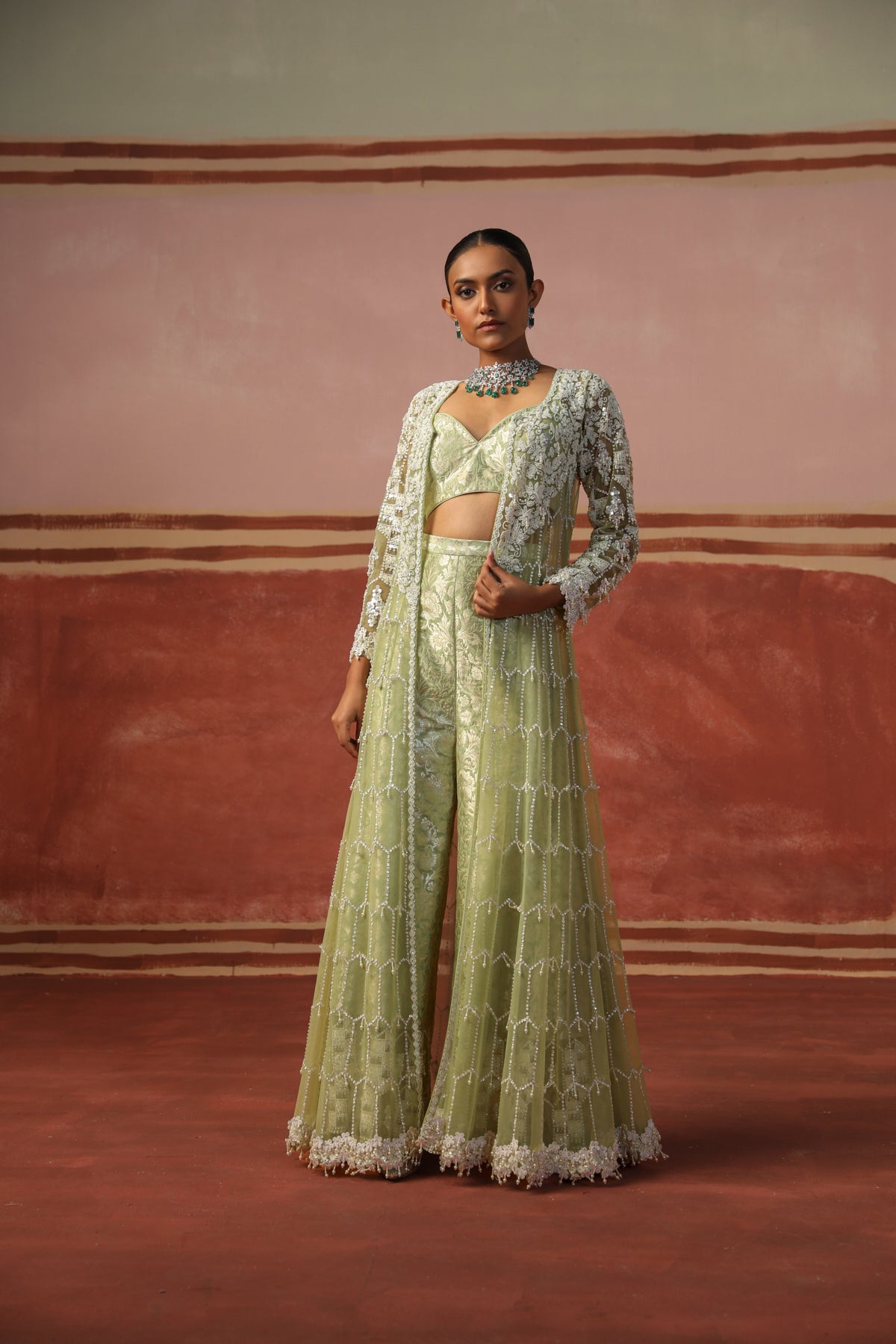 Kudrat Sharara Jacket Set