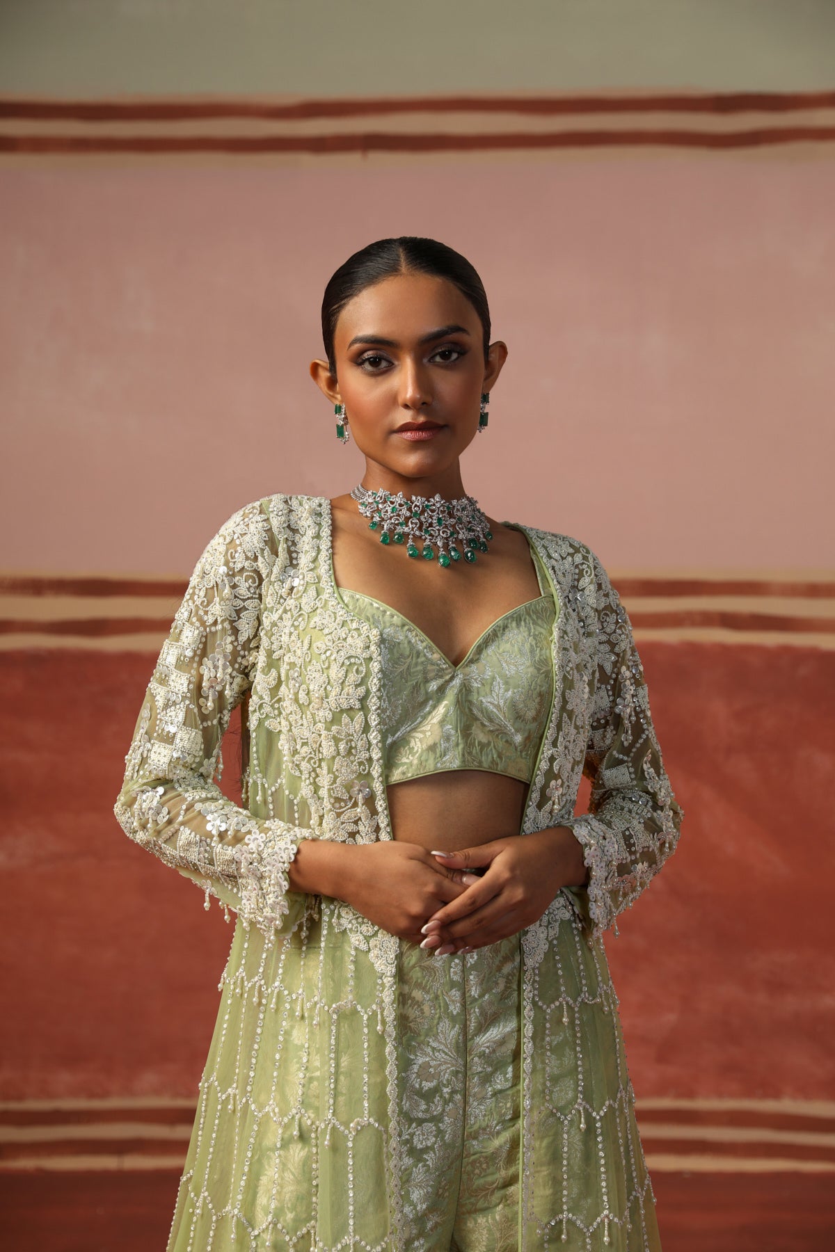 Kudrat Sharara Jacket Set